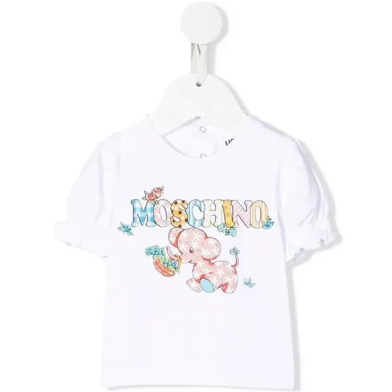 Moschino Baby - Girl Puffy T-Shirt With Elephant, Yellow Image 1