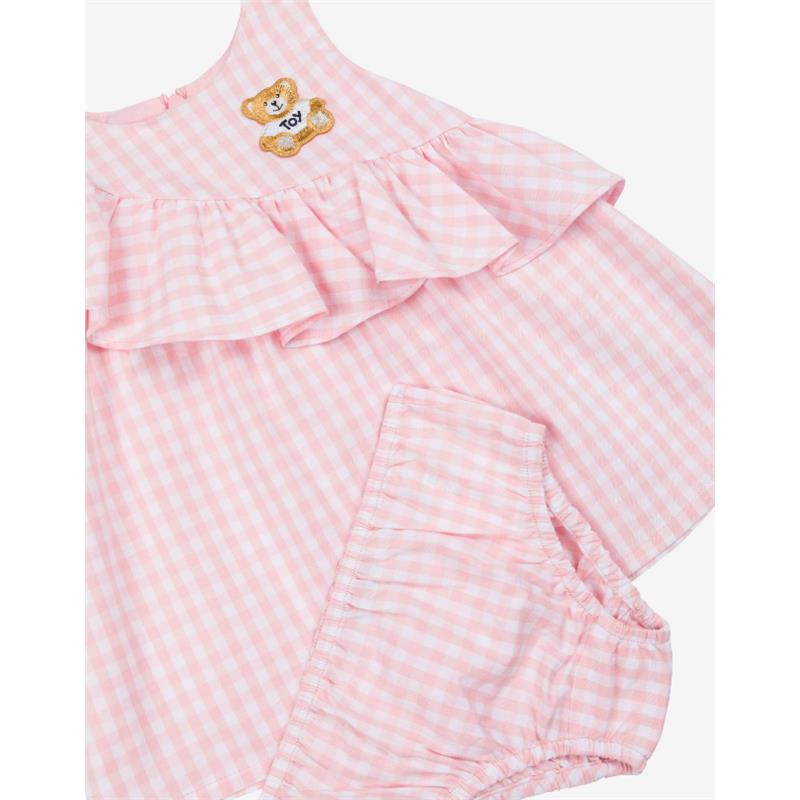 Moschino Baby - Girl Ruffled Gingham Dress W Bloomers White And Light Pink Image 2