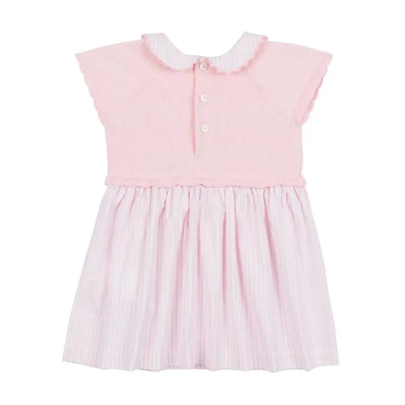 Moschino Baby - Girl Short Sleeve Knit Top Striped Dress, Light Pink Image 2