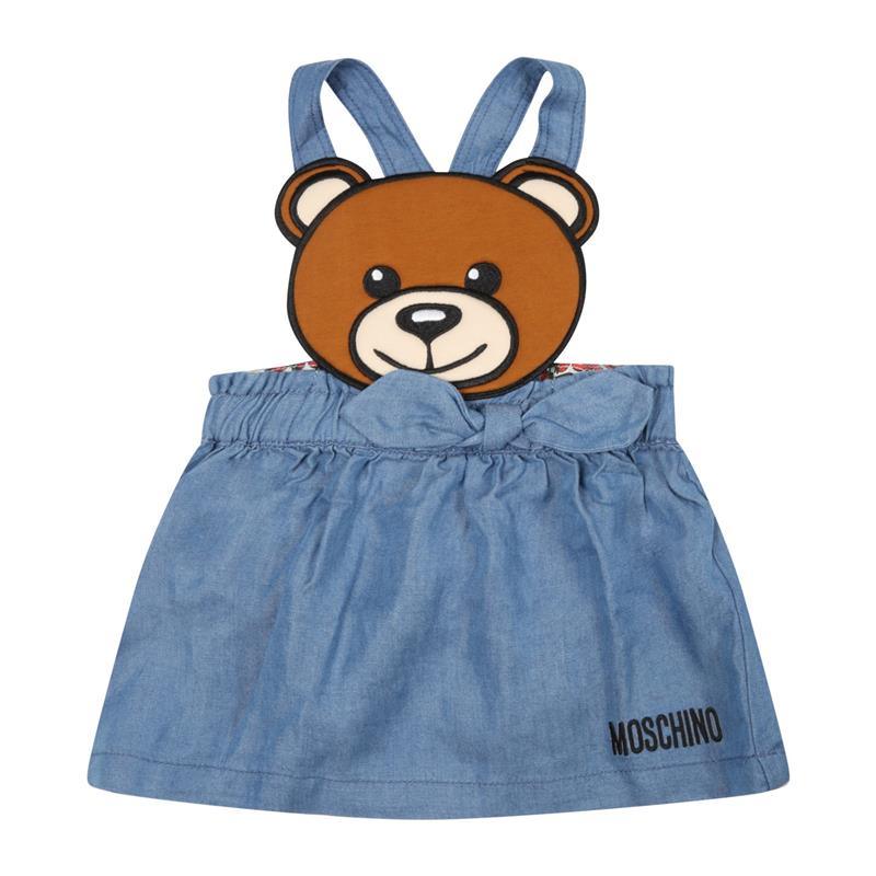 Moschino - Baby Girl Teddy Bear Head Logo Skirt, Azzurro Image 1