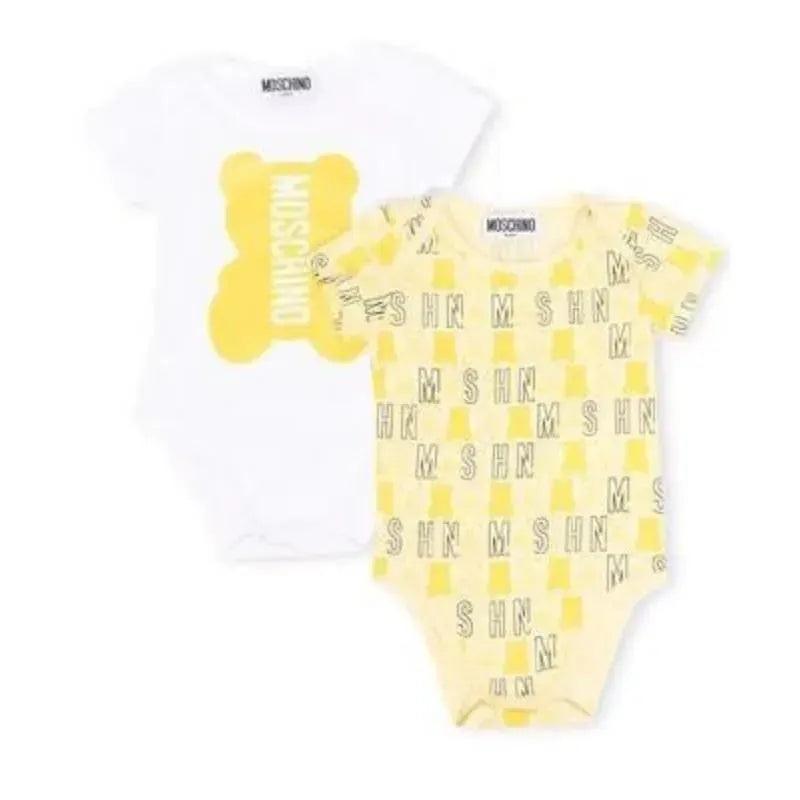 Moschino Baby - Unisex Jersey Bodysuit Gift Set With All Over, Gold Toy Image 1