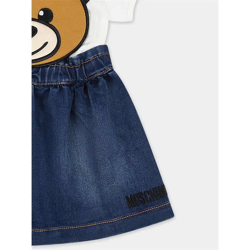 Moschino Baby - Short Sleeve Tee And Bear Overall Skirt Denim Image 3