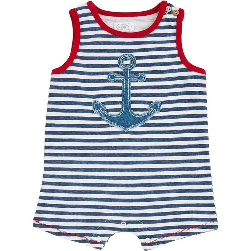 Mud Pie - Anchor Stripe Baby Romper Image 1