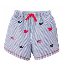 Mud Pie - Baby Boy Sail Seersucker Swim Trunks Image 1