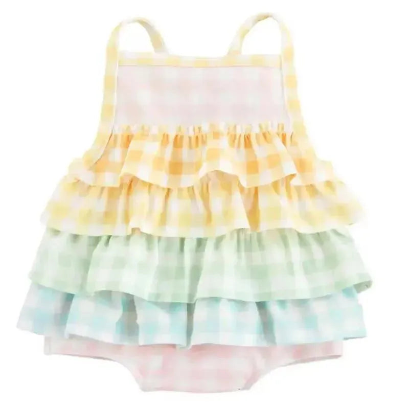 Mud Pie - Baby Girl Gingham Ruffle Swimsuit  Image 1