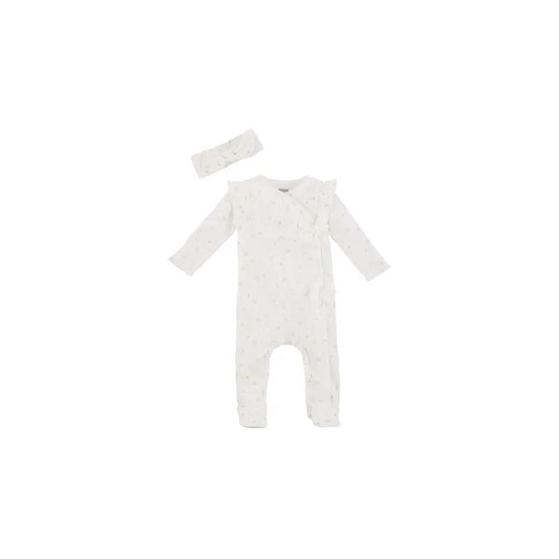 Mud Pie - Baby Girl Rib Star Sleeper & Headband Set, White Image 1