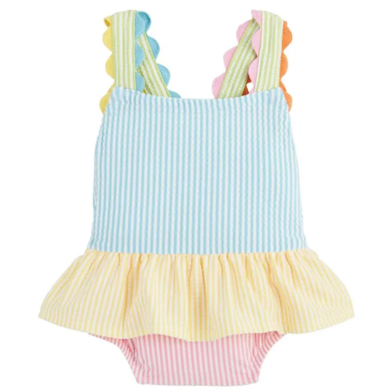 Mud Pie - Baby Girl Seersucker Ric-Rac Swimsuit Image 1