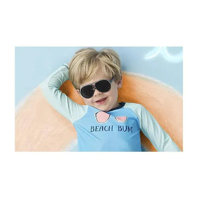 Mud Pie Baby Navy Aviator Boy Sunglasses with Strap Image 3