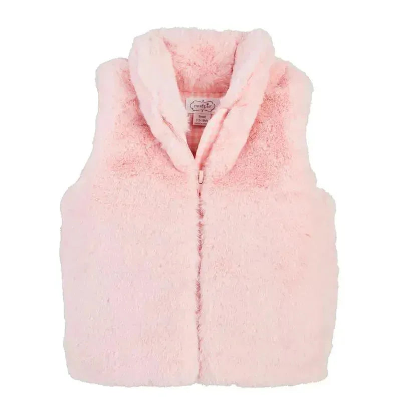 Mud Pie - Faux Fur Zip Vest, Pink Image 1