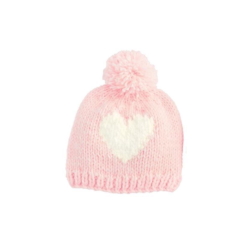 Mud Pie Heart Knit Hat , Pink, 0-18 Months Image 1