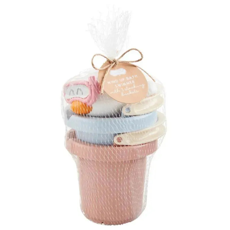 Mud Pie - Pink Stacking Bath Bucket Set Image 1