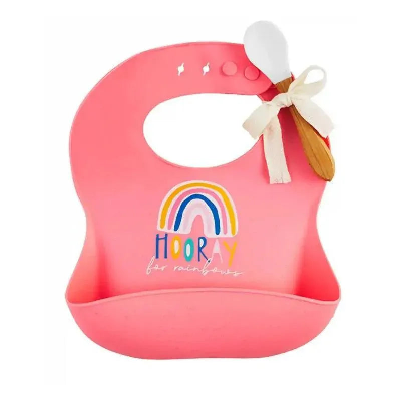 Mud Pie - Silicone Bib & Spoon, Hooray Image 1