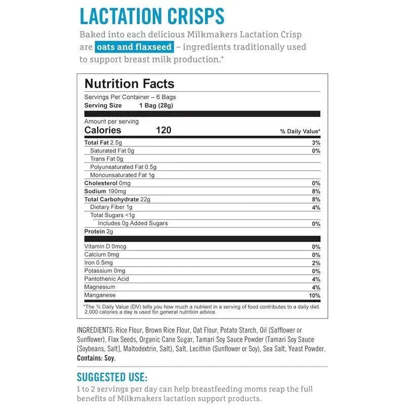 Munchkin - Milkmakers Lactation Crisps for Nursing, Breastfeeding and Pumping Moms, Gluten and Fenugreek Free, Sea Salt Image 6