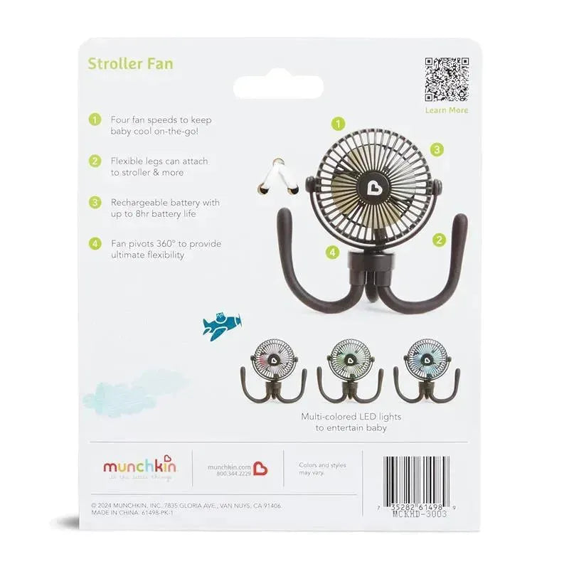 Munchkin - Stroller Fan Portable Baby Cooling System with 4 Speeds, Rechargeable Battery, and Entertaining LED Image 4