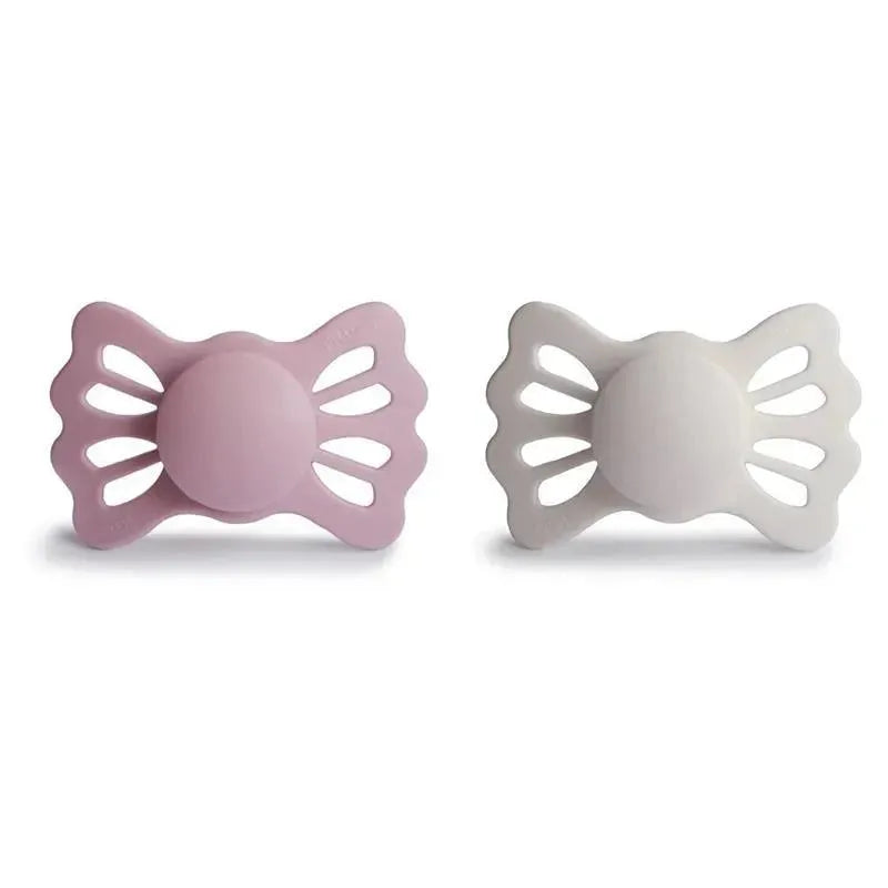 Mushie - 2Pk Lucky Symmetrical Silicone Pacifier, 6/18M, Primrose/Silver Gray Image 1