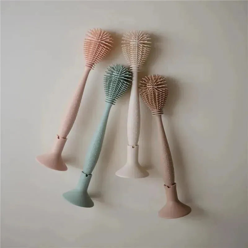 Mushie - Baby Bottle Brush, Soft Silicone with Suction Base, Shifting Sand Image 4
