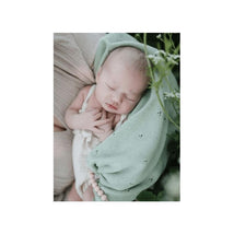 Mushie - Knitted Pointelle Baby Blanket - Sage Melange Image 2