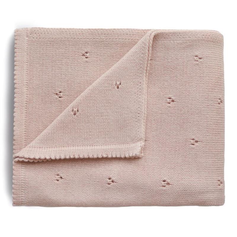 Mushie - Knitted Pointnelle Baby Blanket, Blush Image 1