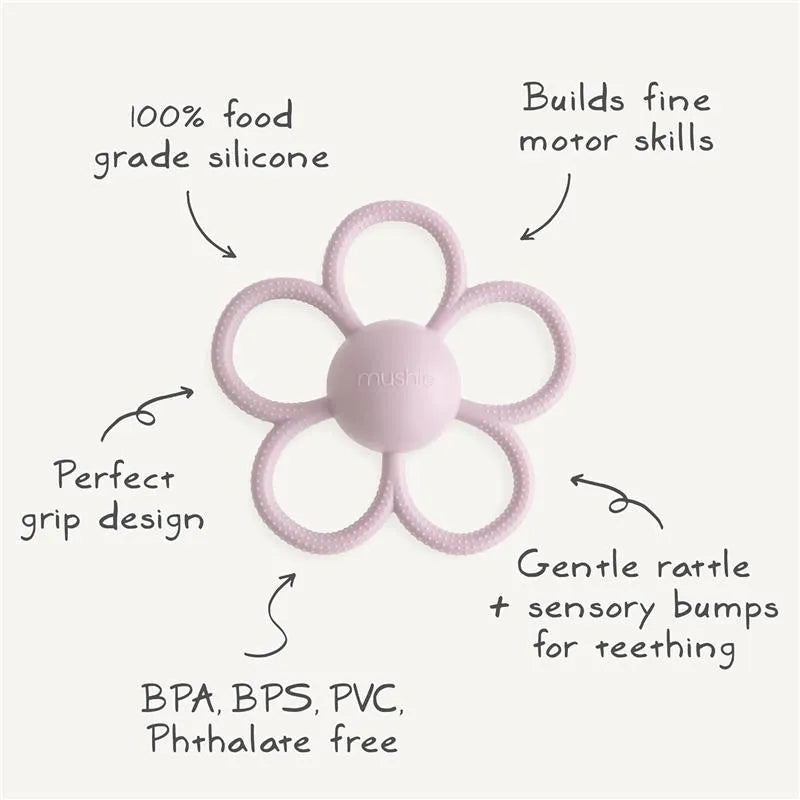 Mushie - Silicone Baby Daisy Rattle Teether Toy Image 2