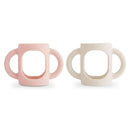 Mushie - Silicone Bottles Handles, Blush/Shifting Sand Image 1