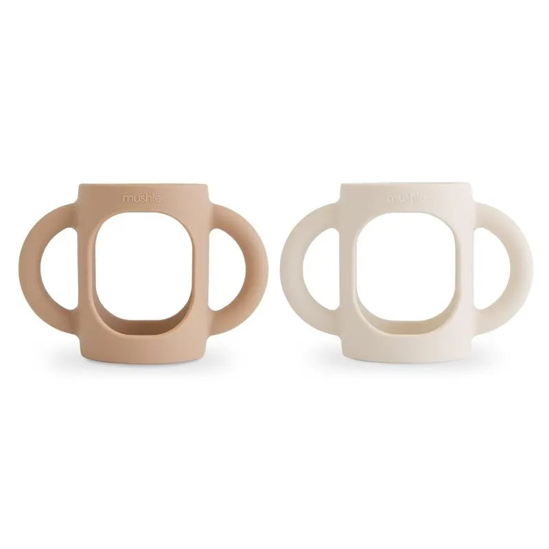 Mushie - Silicone Bottles Handles, Natural/Shifting Sand Image 1