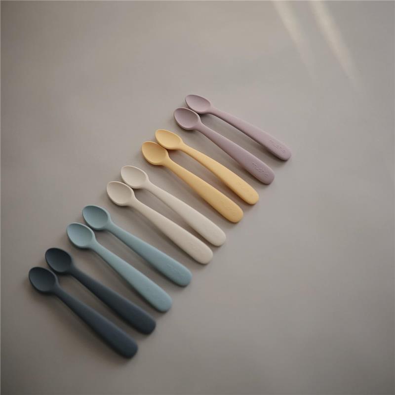 Mushie - Silicone Feeding Spoons, Powder Blue (2-Pack) Image 3