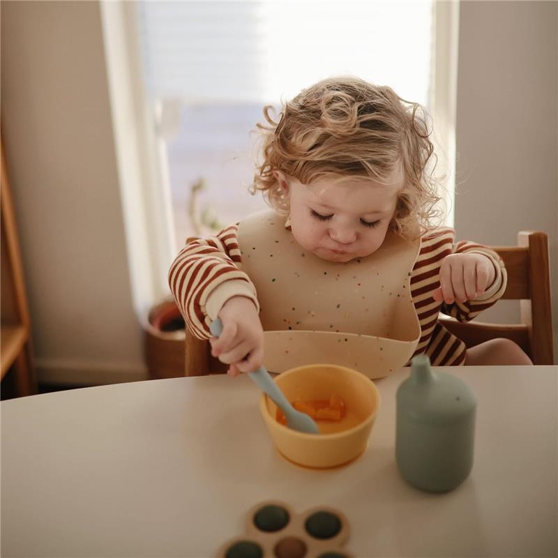 Mushie - Silicone Feeding Spoons, Powder Blue (2-Pack) Image 4