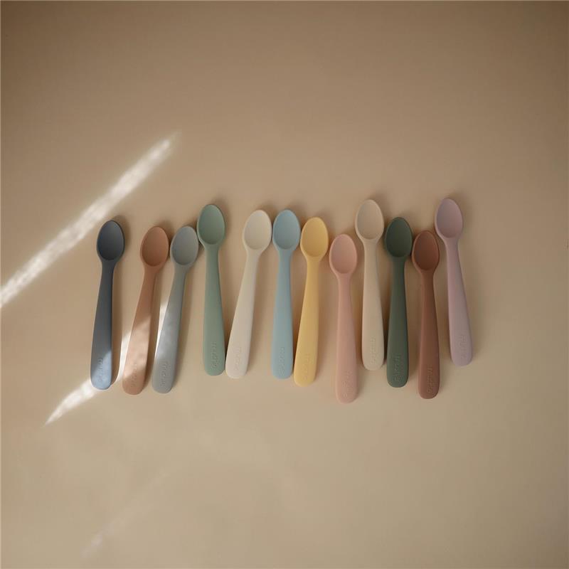 Mushie - Silicone Feeding Spoons, Powder Blue (2-Pack) Image 5