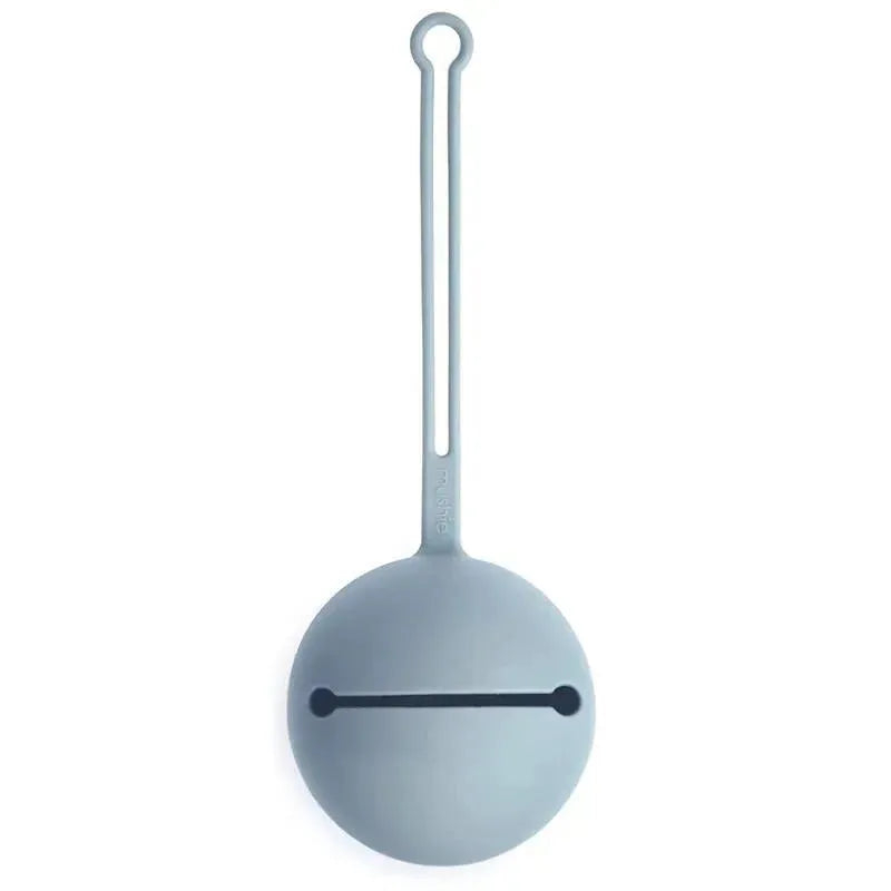 Mushie - Silicone Pacifier Holder Case, Powder Blue Image 1