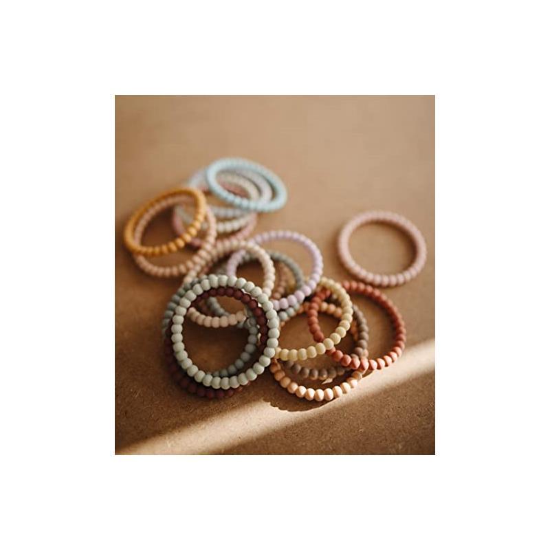 Mushie Silicone Pearl Teether Bracelets Clary/Sage/Tuscany/ Desert Sand Image 4
