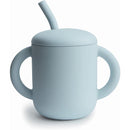 Mushie - Silicone Training Cup & Straw, Powder Blue Image 1