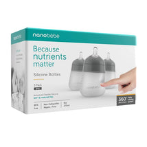 Nanobebe Silicone Baby Bottle 3 Pack- Gray, 9 Oz Image 2