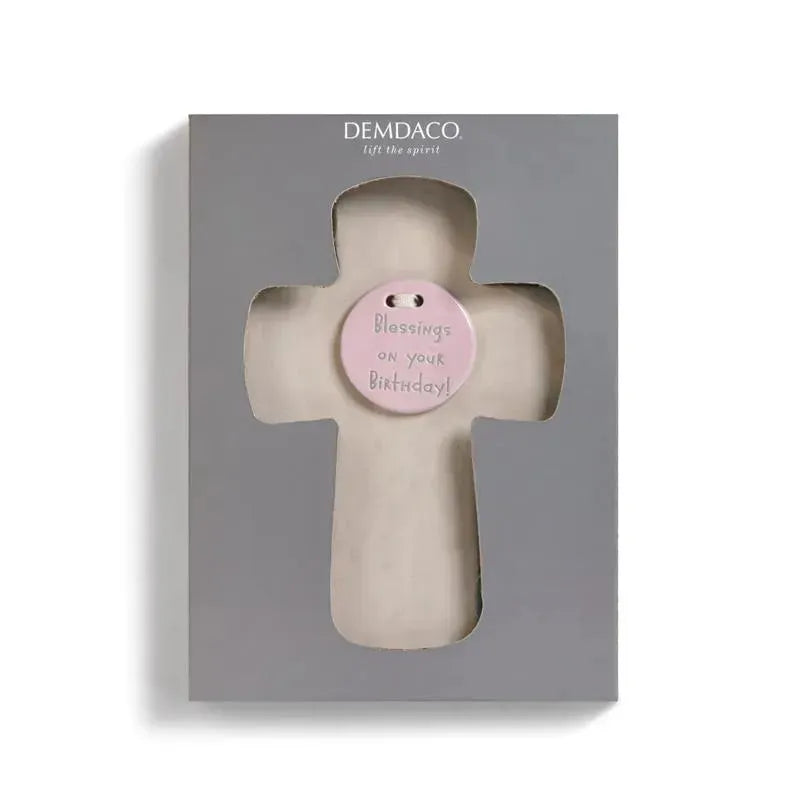 Nat & Jules Blessings On Birthday Cross- Pink | Cross Wall Decor Image 2