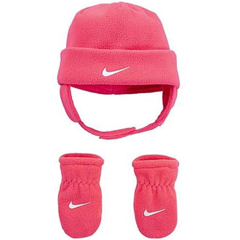 Nike - Baby Girl Swoosh Trapper Beanie & Glove Set, Pink, 12/24M Image 1