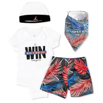 Nike Jordan - 4 Pc Bodysuit/Short/Bib/hat, White Image 1