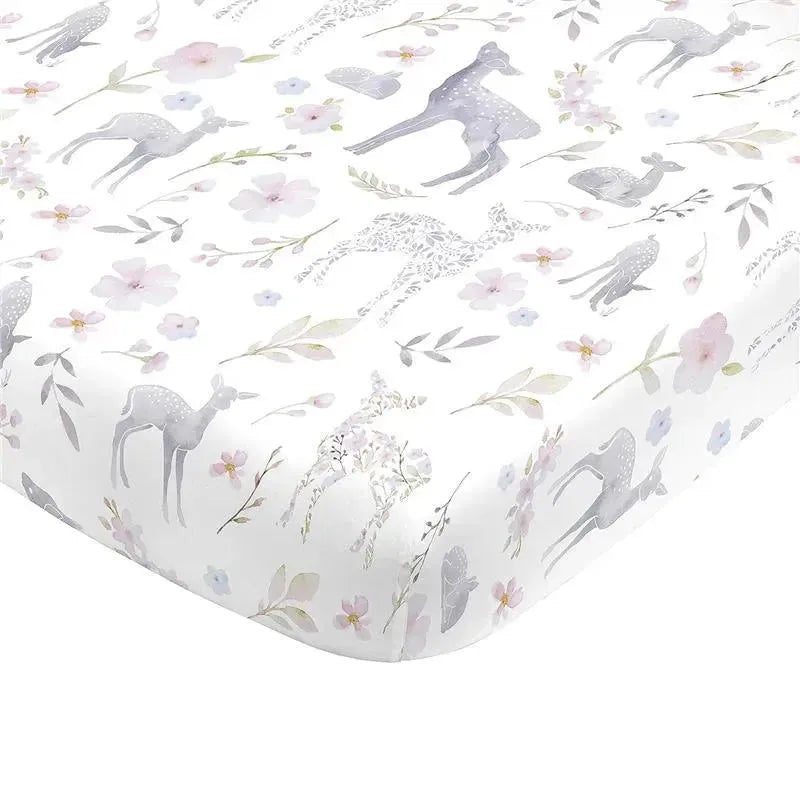 Nojo - Fitted Crib Sheet Floral Deer Print Image 1