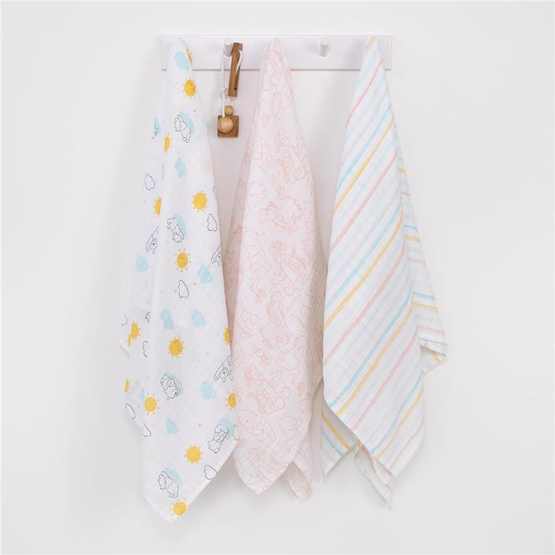 Nojo - Pooh 3 Pk Printed Muslin Swaddles Image 3