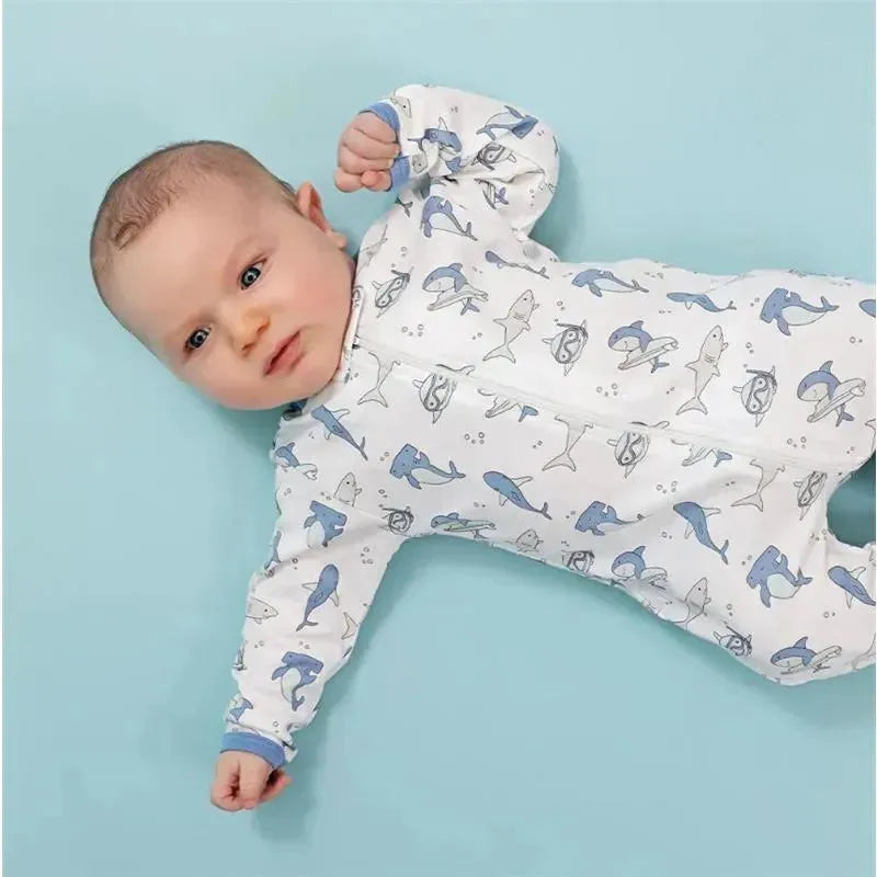 Noomie - Baby Boy Zipper Footie Surfing Sharks Image 2