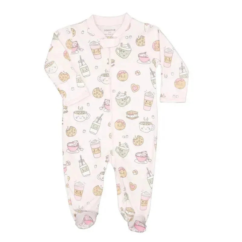 Noomie - Baby Girl Zipper Footie, Milk& Cookies Image 1