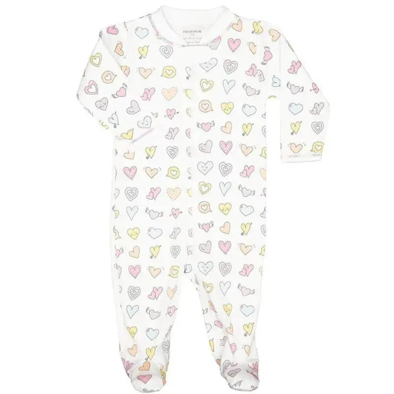 Noomie - Baby Zipper Footie Rainbow Hearts Image 1