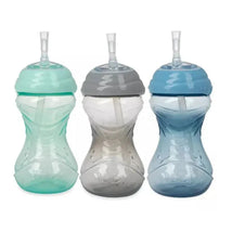 Nuby - 3Pk Clik-It Flexi-Straw Cup10Oz, Aqua/Grey/Blue Image 1