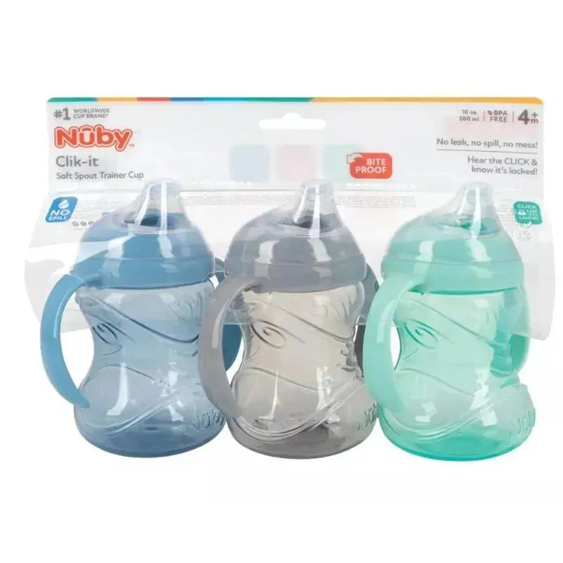 Nuby - 3Pk Neutral Clik-It Handle Cup, 8Oz Image 2