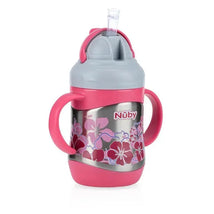 Nuby Active Sipeez No-Spill Stainless Steel 360 Degree Flip-It Click-It Cup, Assorted Colors (Blue, Pink and Green) Image 1