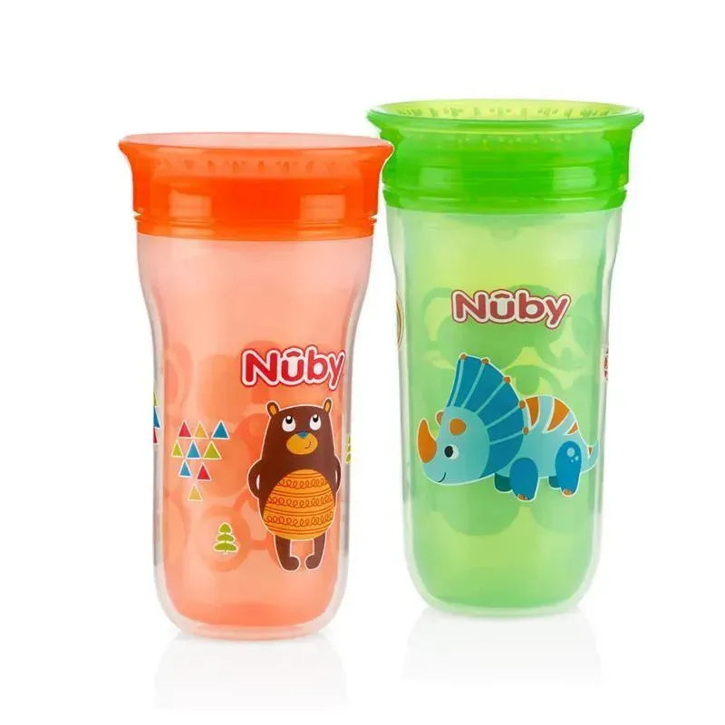 Nuby No Spill 2 Pack Insulated 360 Wonder Cup, Neutral Image 1