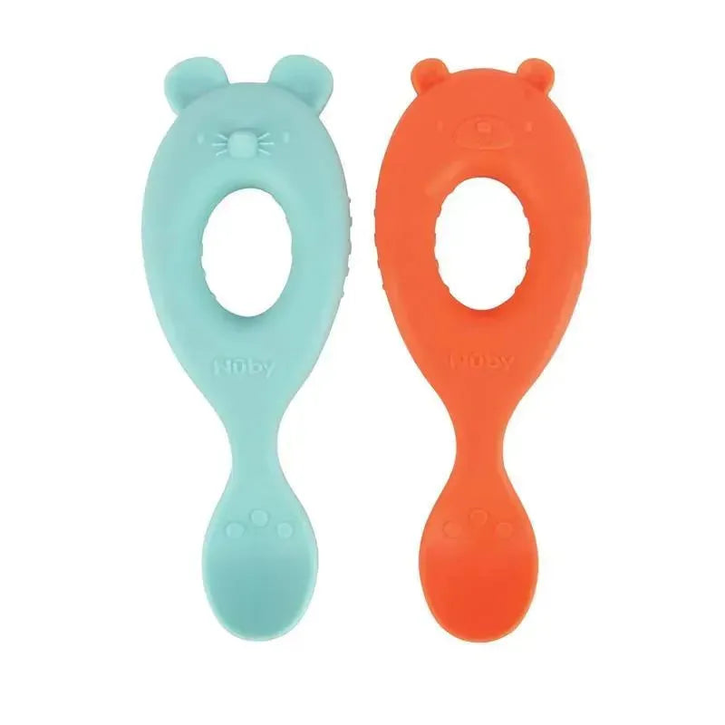 Nuby - Silicone Character Spoons - 2Pk Silicone, Bear & Mouse Image 1