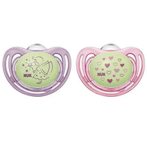 Nuk - 2 Pk Pacifier Airflow Glow In Dark, Girl, Size 2 Image 1