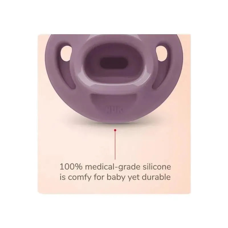 Nuk - 2Pk Girl Comfy 100% Silicone Pacifier, 0/6M, Midnight Lavender Image 4