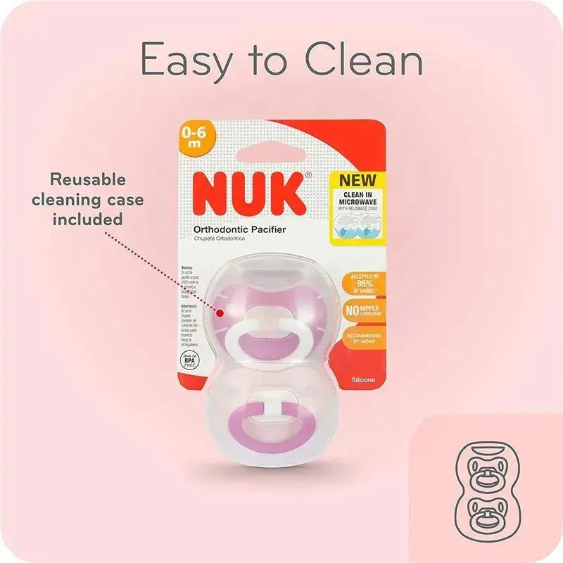 NUK Chupete de ortodoncia para niñas, 0-6 meses (paquete de 3)