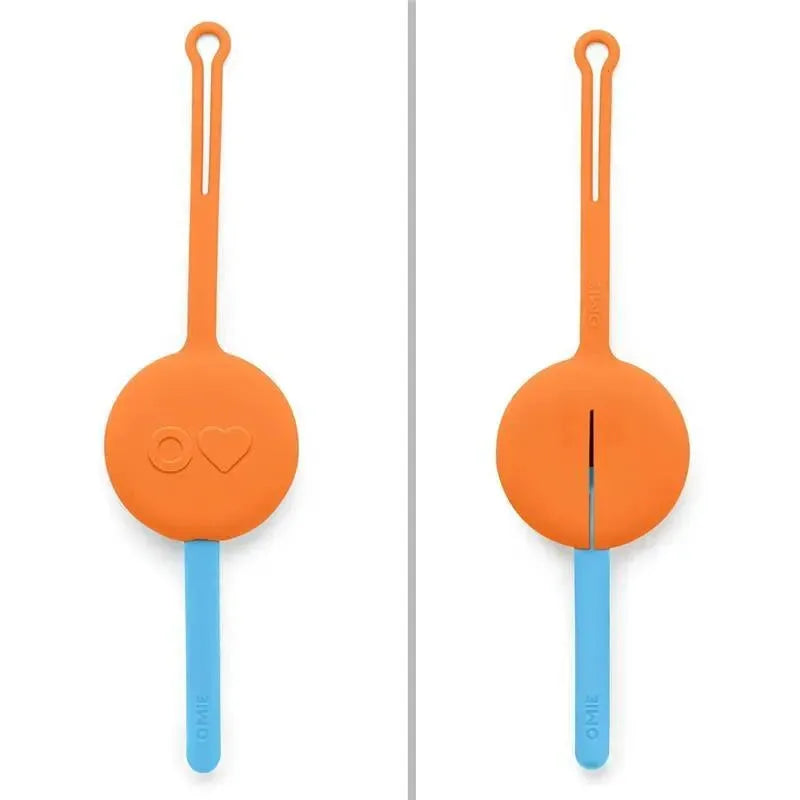 OmieBox - 2Pk Plastic Reusable Fork & Spoon Silverware with Pod for Kids, Sunrise Image 3