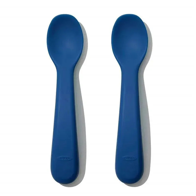 Oxo Tot Feeding Spoon Set Soft Silicone Navy Image 1